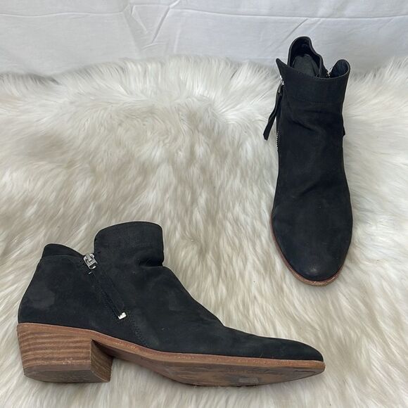 Sam Edelman Packer Black Suede Low Heel Booties Sz 12 - Picture 2 of 8